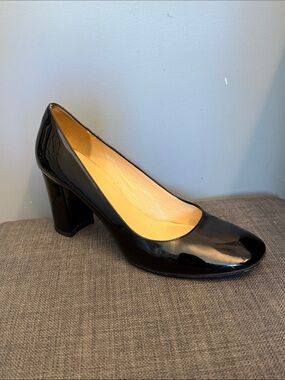 Kate Spade Kylah Classic Black Patent Block Heel Pumps - Women